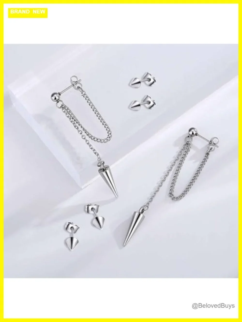 Stainless Steel Dangle Stud Earrings Set